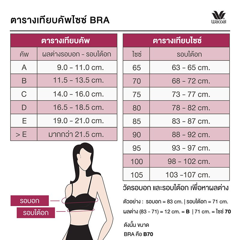 Wacoal Gold บราเพื่อสุขภาพแบบไร้โครง เนื้อผ้านุ่มสบาย รุ่น WO1544 สีชมพูกุหลาบป่า (WR)