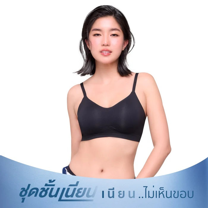 Wacoal Mood ชุดชั้นในวัยรุ่น บราไร้โครง ไร้ตะเข็บ รุ่น MM1F06 สีดำ (BL)