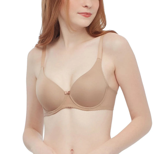 Wacoal Seamless Bra บราไร้ตะเข็บ เนียนเรียบ เสริมฟองน้ำ 15 มม. รุ่น WB5A86 สีโอวัลติน (OT)